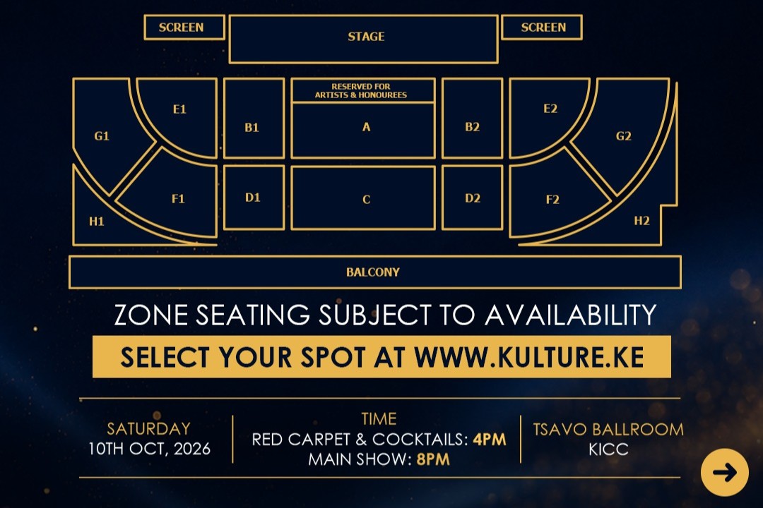 Zone seating map — select your spot at kulture.ke